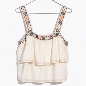 BNWT Madewell Embroidered Tier Top - XS